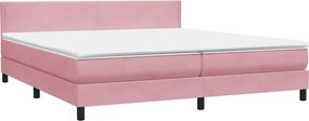 vidaXL Κρεβάτι Boxspring με Στρώμα Ροζ 180x210 εκ. Βελούδινο