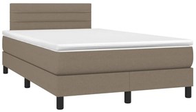 vidaXL Κρεβάτι Boxspring με Στρώμα &amp; LED Taupe 120x200 εκ. Υφασμάτινο