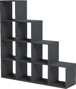 Βιβλιοθήκη Scala pakoworld ανθρακί 129.5x29x129.5εκ