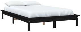 vidaXL Σκελετός Κρεβατιού Μαύρος 150x200εκ Μασίφ Ξύλο Πεύκου King Size