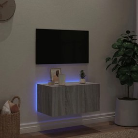 vidaXL Έπιπλο Τοίχου Τηλεόρασης με LED Γκρι Sonoma 60x35x31 εκ.