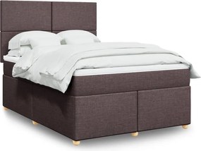 vidaXL Κρεβάτι Boxspring με Στρώμα Σκούρο Καφέ 140x200 εκ Υφασμάτινο
