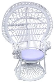 Πολυθρόνα Dorothy Inart με λευκό μαξιλάρι-λευκό rattan 115x57x150εκ 115x53x147 εκ.