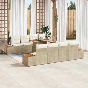 vidaXL Σέτ φαγητού για κήπο 9 pcs Μπεζ, Κρέμα 100 x 55 x 73 εκ