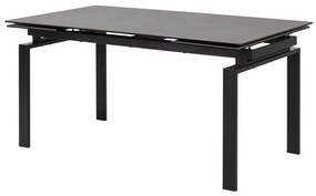 Τραπέζι Oakland 389, Μαύρο, 76x85x160cm, 96 kg, Επιμήκυνση, Επεξεργασμένο γυαλί, Κεραμικός, Μέταλλο | Epipla1.gr