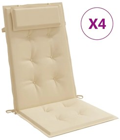 vidaXL Μαξιλάρια Καρέκλας με Πλάτη 4 τεμ. Μπεζ από Ύφασμα Oxford