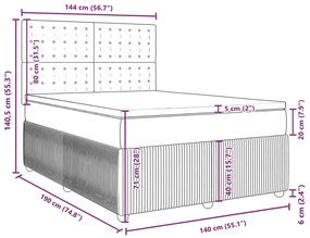 Κρεβάτι Boxspring με Στρώμα Taupe 140x190 εκ. Υφασμάτινο - Μπεζ-Γκρι