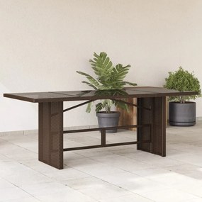Τραπέζι Κήπου με Γυάλινη Επιφάνεια Καφέ 190x80x74 εκ. Ρατάν - Καφέ