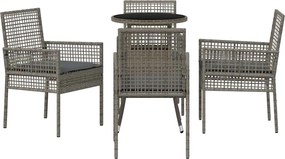 vidaXL Σέτ φαγητού για κήπο 5 pcs Γκρι συνθετικό ρατάν