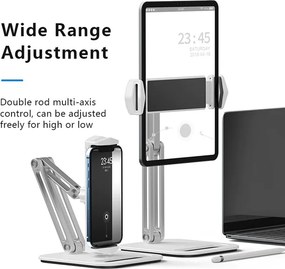 CABLETIME μεταλλική βάση tablet CT-PS03-AS, 4-13", ρυθμιζόμενη, λευκή