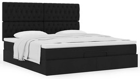 vidaXL Οθωμανικό κρεβάτι με στρώμα Μαύρο 160x200cm Ύφασμα