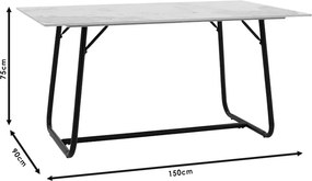 Τραπέζι Revello pakoworld sintered stone λευκό μαρμάρου-μαύρο 150x90x75εκ