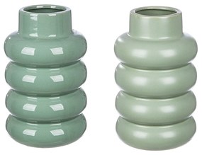 Βάζο 'Rim' Κεραμικό Πράσινο 2Τμχ 24x15cm-05161082