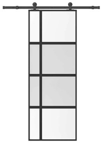 vidaXL Συρόμενη πόρτα με σετ υλικού 76x205 cm από γυαλί&amp;Αλουμίνιο