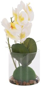Διακοσμητικό Συνθετικό Φυτό Λουλούδι PHALAENOPSIS C4738 σε Γυάλινο Βάζο 12x24x30Υεκ 12x24x30 εκ.