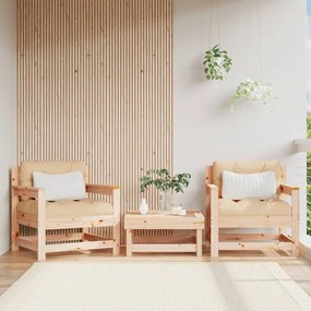 Καρέκλες Κήπου με Μαξιλάρια 2 τεμ. από Μασίφ Ξύλο Πεύκου - Καφέ