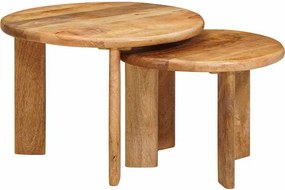 vidaXL Τραπεζάκια Καφέ Στερεών 2 pcs Καφέ Στερεό ξύλο μάνγκο