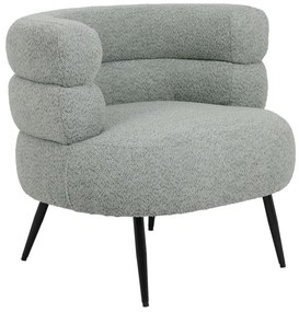 Πολυθρόνα Foleja μπουκλέ ύφασμα σε φυστικί απόχρωση με μάυρα μεταλλικά πόδια 76x75x72εκ 76x75x72 εκ.