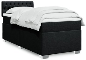 vidaXL Κρεβάτι Boxspring με Στρώμα Μαύρο 90x200 εκ. Υφασμάτινο