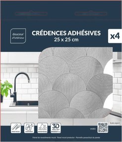 Αυτοκόλλητα πλακάκια Douceur d'intérieur - 25x25cm - 4τμχ - Γκρι