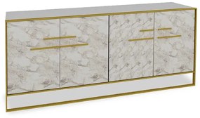 Μπουφές Marble pakoworld χρώμα λευκό μαρμάρου-χρυσό 180x47,5x75εκ