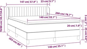 vidaXL Κρεβάτι Boxspring με Στρώμα Μπλε 140x200 εκ. Υφασμάτινο