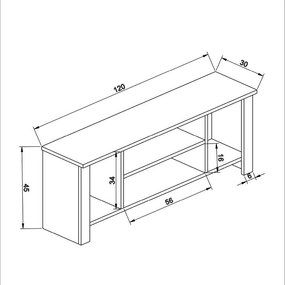 Έπιπλο τηλεόρασης Tserium μελαμίνης φυσικό 120x30x45εκ