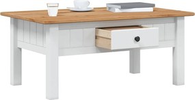 vidaXL Τραπεζάκι Σαλονιού Λευκό 100x60x45 εκ. Μασίφ Πεύκο Σειρά Panama