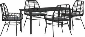 vidaXL Σέτ φαγητού για κήπο 5 pcs Μαύρο συνθετικό ρατάν
