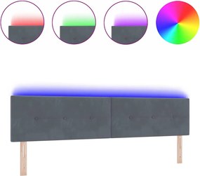 vidaXL LED κεφαλάρι με φώτα λωρίδας LED Γκρι 200 cm Πολυεστέρας