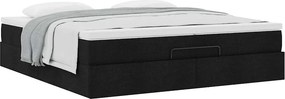 vidaXL Οθωμανικό Κρεβάτι με Στρώματα Μαύρο 200x200cm Ύφασμα
