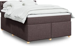 vidaXL Κρεβάτι Boxspring με Στρώμα Σκούρο Καφέ 140x200 εκ Υφασμάτινο