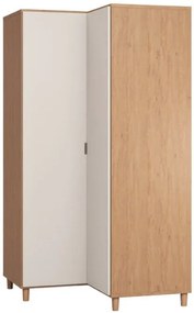 Ντουλάπα Simple γωνιακή-Φυσικό - Λευκό