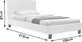 Κρεβάτι Nevil pakoworld 100x200 PU χρώμα λευκό ματ