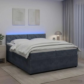 vidaXL Κρεβάτι box spring με στρώμα Σκούρο Γκρι 200 x 200 cm Βελούδο