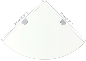 vidaXL Ράφι Γωνιακό Διάφανο 25 x 25 εκ. Γυάλινο με Στηρίγματα Χρωμίου