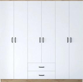 Εξαφυλλη Ντουλαπα Καρυδια/Λευκο BA111 51.5x210x210