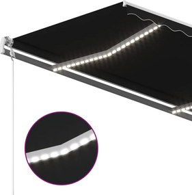 vidaXL Ηλεκτρική τέντα με LED και αισθητήρα 3 x 2,5 m Ανθρακί