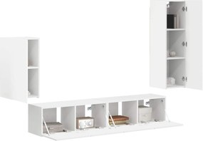 vidaXL Σετ επίπλου τηλεόρασης Επιτοίχιο 4 pcs Λευκό Επεξεργασμένο ξύλο
