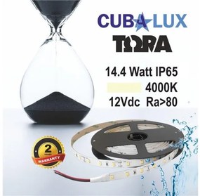 Ταινία LED 14,4W IP65 12V 3000K 4000K 6000K 5M TORA Cubalux 500017