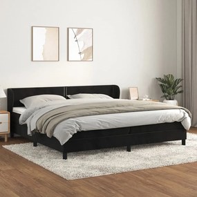 Κρεβάτι Boxspring με Στρώμα Μαύρο 200x200 εκ. Βελούδινο