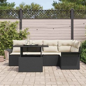 vidaXL Σετ Καναπέ Κήπου με μαξιλάρι 6 pcs Μαύρο Πολυ ράταν