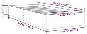 ΠΛΑΙΣΙΟ ΚΡΕΒΑΤΙΟΥ ΛΕΥΚΟ 75X190 ΕΚ. ΜΑΣΙΦ ΞΥΛΟ 2FT6 SMALL SINGLE 820063