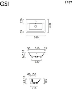 GSI Kube-Χ 9437 70x46 - Ένθετος νιπτήρας