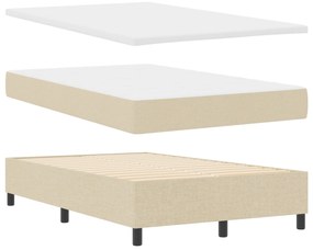 vidaXL Κρεβάτι με Ελατήριο με Στρώμα & Μπάγκο Κρέμα 120x200 cm Ύφασμα