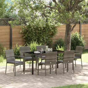 vidaXL Σετ Καρεκλών Κήπου με μαξιλάρι 7 pcs Γκρι 160 x 80 x 73 εκ