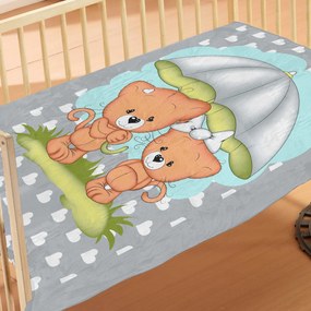 Κουβέρτα Βελουτέ Κούνιας (110x140) Dimcol Rainy Bears 07
