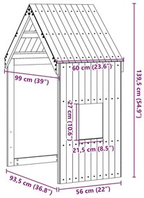 Οροφή Κρεβατιού Παιδική Καφέ 60x99x139,5 εκ. Μασίφ Ξύλο Πεύκου - Καφέ