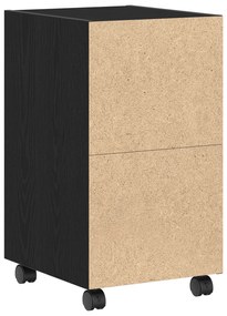 vidaXL Κομοδίνο με Ρόδες Μαύρο Δρυς 33x38x60 εκ Ξύλο