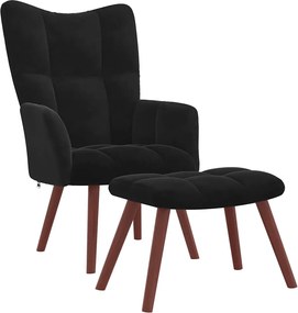 vidaXL Πολυθρόνα Relax Μαύρη Βελούδινη με Σκαμπό